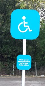 Blue badge parking sign