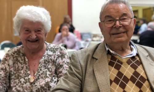 Elderly couple smiling