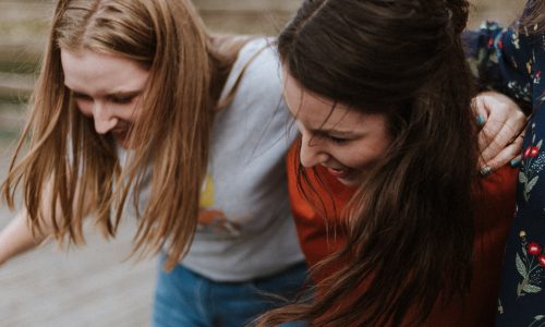 young women laughing