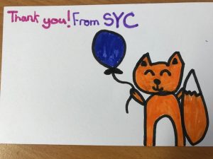 SYC thank you card drawn by child