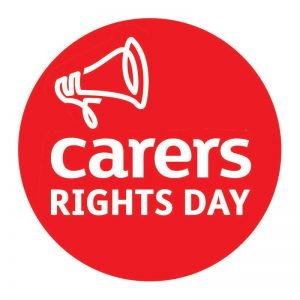 red carers rights day logo with megaphone
