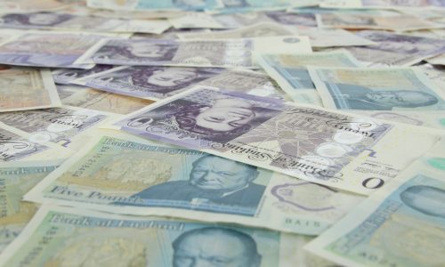 UK notes lying on table