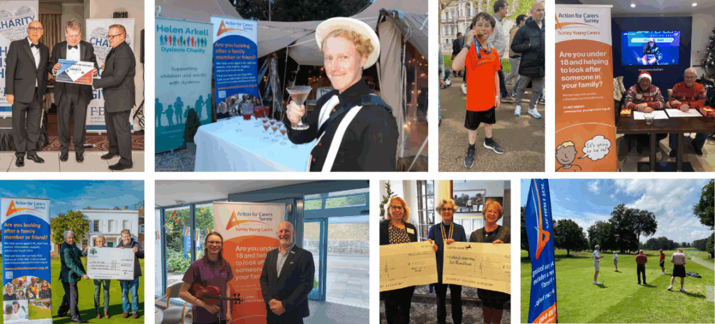 Photos of community groupd that have fundraised for Action for Carers Surrey