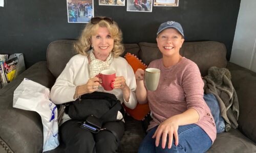 Two carers drinking tea at Surrey Carer Hub