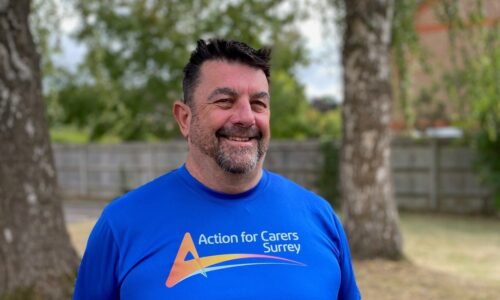 Francis who is walking Camino De Santiago in aid of ACS pictured in his ACS blue Tshirt before the challenge