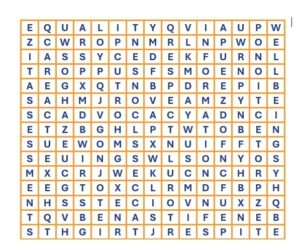 A words search game based on the words related to Carers Rights