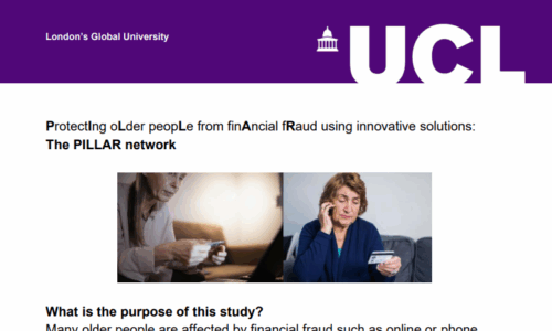 UCL Pillar Consultation into older people and scams