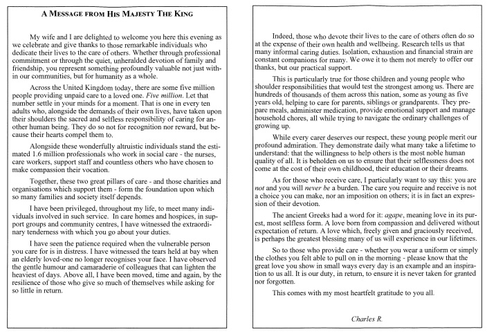 Kings message to carers as a PDF