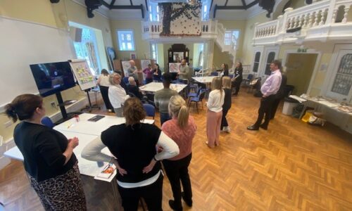 ACS Board and Managers at strategy meeting in hall in Bookham